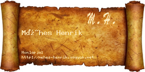Méhes Henrik névjegykártya